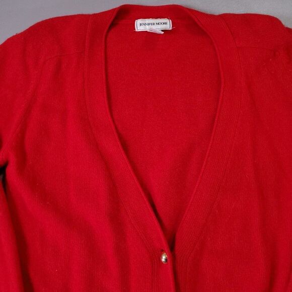 Jennifer Moore Cardigan Sweater Angora Rabbit Hair Lambswool Womens Small Red - Picture 4 of 9